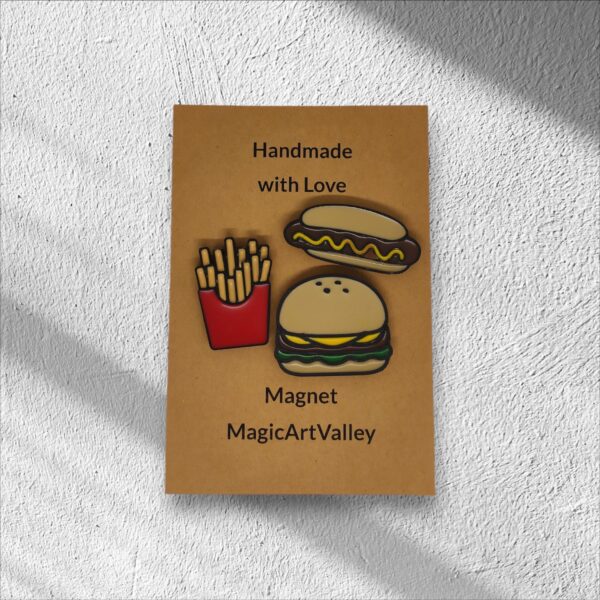 Zestaw Frytki Burger Hotdog - 3 szt Magnesy